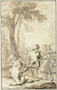Allegorische Darstellung mit spielenden Kindern und astronomischen Instrumenten von Johann Heinrich Keller (II)