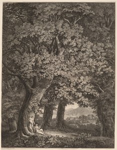Italienische Landschaft mit einem Paar Hirten