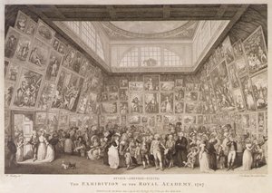 Innenansicht von Somerset House mit einer Ausstellung der Royal Academy of Arts im Jahr 1787 von Johann Heinrich Ramberg