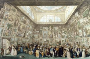 Die Ausstellung der Royal Academy, 1787, graviert von Pietro Antonio Martini von Johann Heinrich Ramberg