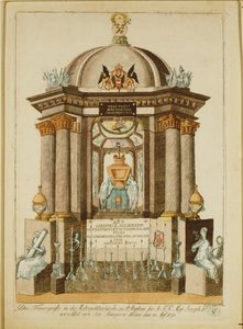 Grabdenkmal (Castrum Doloris) errichtet von den Bürgern Wiens für die Requiem-Messe für den Kaiser von Johann Hieronymus Loeschenkohl