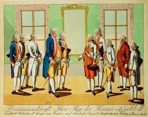 Treffen von Kaiser Leopold II. mit König Friedrich-Wilhelm III. von Preußen und Kurfürst Friedrich August von Sachsen im Schloss Pilnitz von Johann Hieronymus Loeschenkohl