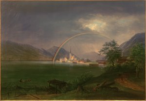 Egern am Tegernsee mit Regenbogen von Johann Jakob Dorner der Jüngere