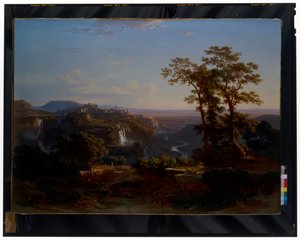 Blick auf Tivoli mit den Aniene-Wasserfällen