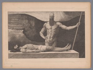 Christus im Sarkophag mit einem Engel von Johann Jakob Weber