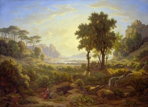 Italienische Landschaft bei Sonnenuntergang