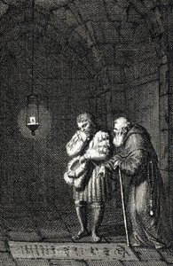Kaiser Karl IV. am Grab von Widukind von Sachsen in Enger, Deutschland 1377 (Gravur von Johann Michael Mettenleiter) von Johann Michael Mettenleiter