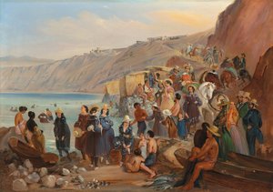 Badende am Strand von Chorillos, Miraflores, Lima von Johann Moritz Rugendas