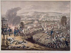 Die Schlacht von Jena, mit den Dörfern Klein-Romstedt, Hermstedt und Stobra im Hintergrund von Johann Moritz Rugendas