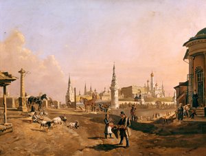 Blick auf die Bolshoy Kamenny Brücke und den Kreml von Zamoskvorechye, 1837