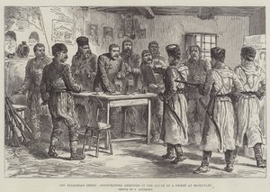 Die bulgarische Krise, Verschwörer im Haus eines Priesters in Beckovazt verhaftet von Johann Nepomuk Schonberg