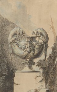 Entwurf für eine Gartenvase mit Jagdmotiv von Johann Paul Egell