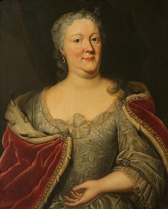 Porträt von Maria Louisa von Hessen-Kassel, genannt Maaike-Meu. Witwe des Statthalters von Friesland John Willem Friso, Prinz von Oranien-Nassau von Johann Philipp Behr