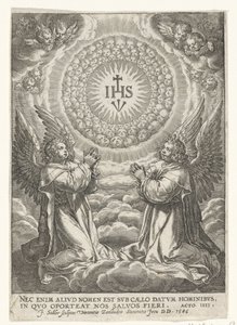 Engel verehren das Monogramm Christi