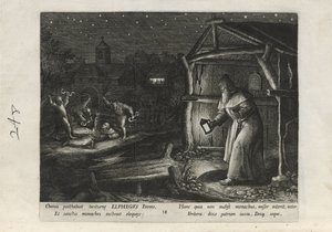 Elphegus, Tafel 18 von 25 aus der Serie Trophaeum Vitae Solitariae (Männliche Einsiedler) von Johann Sadeler I