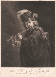 Junge spielt Flöte von Johann Simon Negges