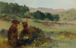 Landschaft mit Jäger und Hund