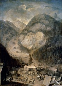 Karl VI., Heiliger Römischer Kaiser, inspiziert die Jagd auf Gämsen in Eisenerz