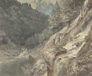Gebirgige Landschaft mit einem Fluss, 1807-63