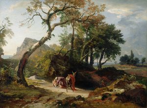 Die Rettung des Verletzten durch den barmherzigen Samariter (Abend) ca. 1856 von Johann Wilhelm Schirmer