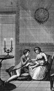 Aurelie wird von Wilhelm Meister getröstet, Illustration für Wilhelm Meisters Lehrjahre