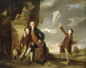 Gruppenporträt von George Fitzgerald mit seinen Söhnen George, der einen Drachen steigen lässt, und Charles. Johan Zoffany von Johan Joseph Zoffany
