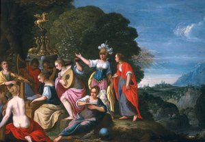Athene und die neun Musen an den Quellen von Hipokrene, 1624 von Johann or Hans Konig