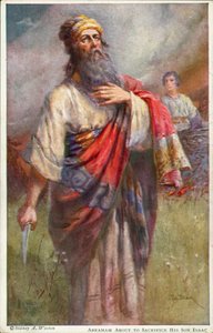 Abraham, der im Begriff ist, seinen Sohn Isaak zu opfern