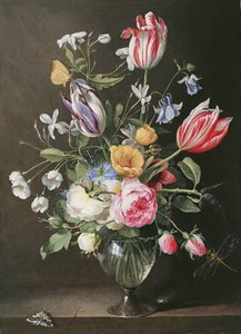 Blumen in einer Glasvase von Johannes Antonius van der Baren