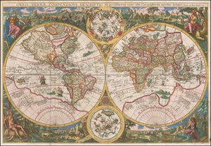 1596 Weltkarte - Orbis Terrae Compendiosa Descriptio Ex peristissimorum totius orbis Geographorum operibus desumpta