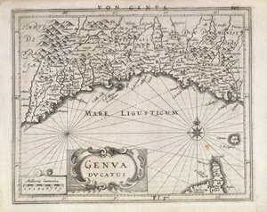 Herzogtum Genua, Karte von Jan Baptist Vrients aus dem deutschen Atlas, Kupferstich, Mitte des 17. Jahrhunderts