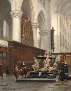 Der Chor der O.L.-Vrouwekerk in Breda mit dem Grab von Engelbert II. von Nassau von Johannes Bosboom