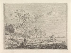 Landschaft mit Karren und zwei Fischern von Johannes Christiaan Janson