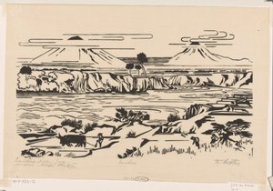 Landschaft, Mittel-Java: Merbaboe, Merapi, Ello Fluss von Johannes Frederik Engelbert ten Klooster (signed by artist)