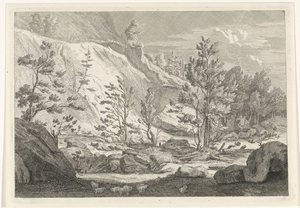 Schlucht mit einer Schafherde