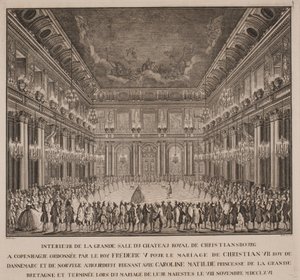 Hofballett im Rittersaal von Christiansborg bei der Hochzeit von Christian VII. mit Caroline Mathilde