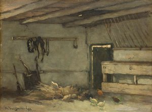 Innenraum eines Stalls von Johannes Hendrik Weissenbruch