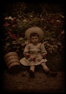 Kind vor Blumen von Johannes Hendrikus Antonius Maria Lutz