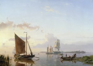Segelschiffe in einer Mündung, 1853 von Johannes Hermann Barend Koekkoek