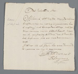 Brief von Pfarrer Hooyman an Jan Brandes von Johannes Hooyman