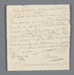 Notiz über die Wahrnehmung eines Predigtdienstes von Johannes Hooyman