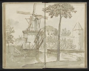 Delfter Mühle an der Spoorsingel von Johannes Huibert Prins