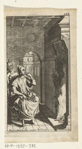 Der leckere Teufel Buchillustration für Simon de Vries, Seven Duyvelen regeerende en serveerende de Hedendaeghsche Dienstmaegden, Amsterdam, 1682