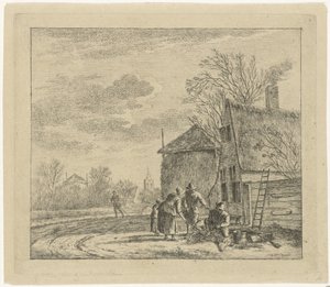 Landschaft mit Bauernhof und Heuschober (Serie: Die zwölf Monate, Die kolorierten Zeichnungen der 12 Monate) von Johannes Janson