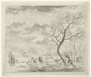 Winterlandschaft mit Schlittschuhläufern