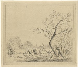 Winterlandschaft mit Schlittschuhläufern (Januar)