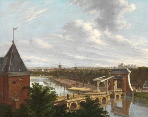 Der Amsterdamer Außenkanal nahe der Leidsepoort vom Theater aus gesehen