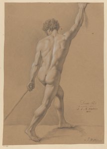 Stehender männlicher Akt, von hinten gesehen (3. Preis 1812) von Johannes Joseph Maria Watrin
