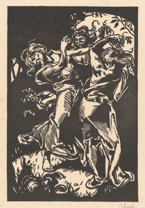 Tanzende Frauen mit Trauben und Satyr