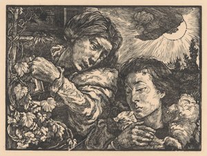 Zwei Frauen bei einem Weinstock von Johannes Josephus Aarts